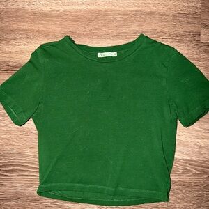 Zara Green Crop Tee